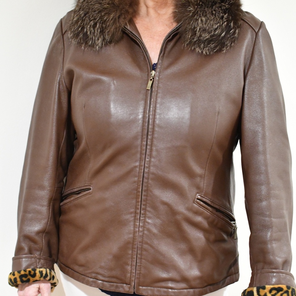 Marvin Richard real fox fur and leather coat